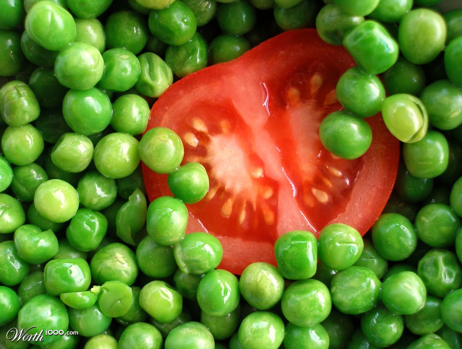 red tomato and green peas